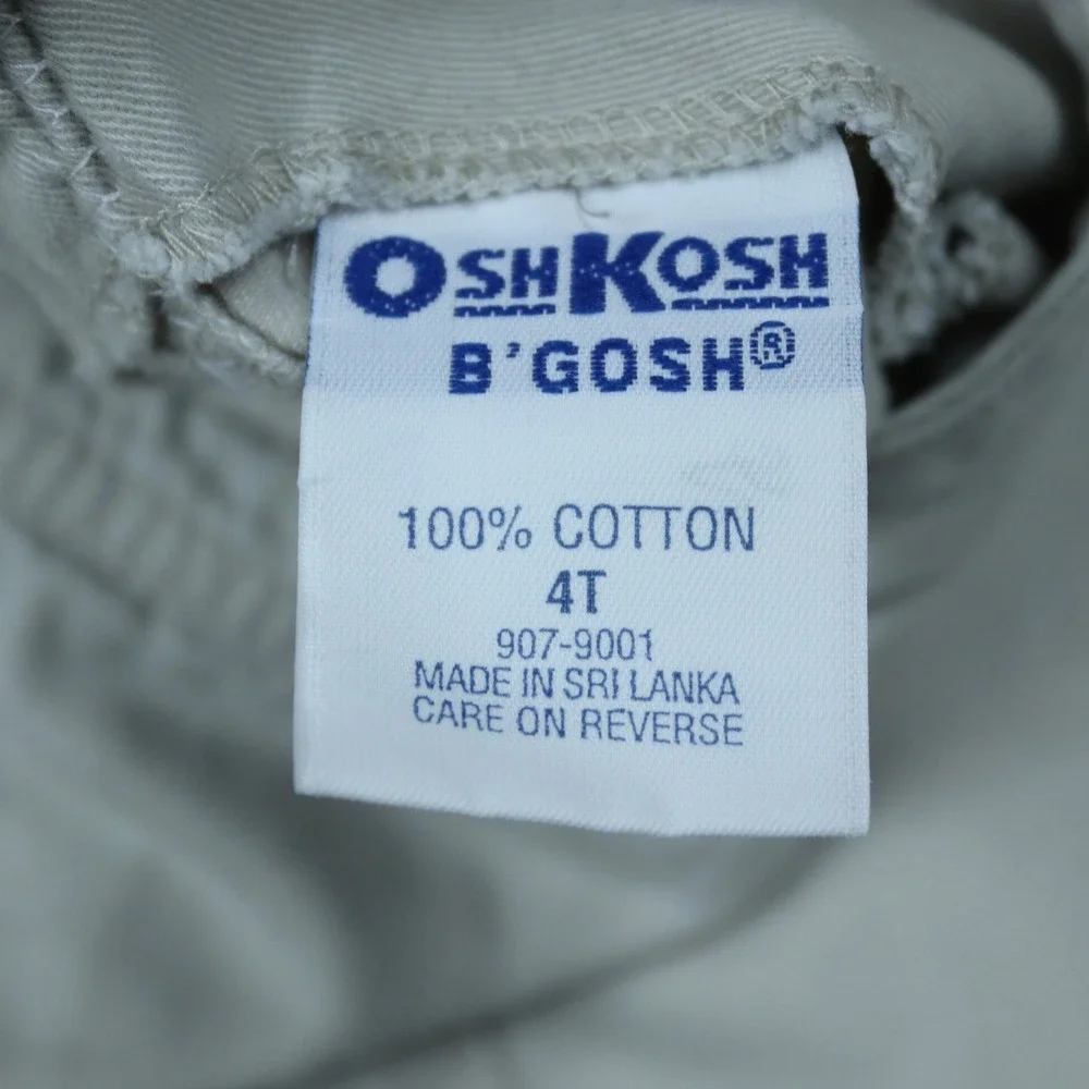 VTG OshKosh B'gosh Jumper Dress Tan Kids 5T Embroidered Floral Twill Overall